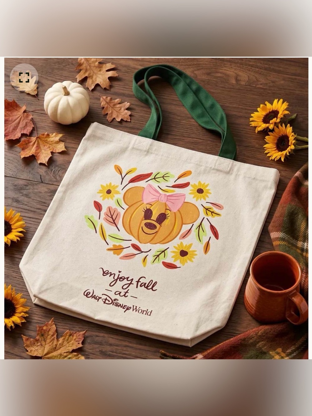 Disneyland Starbucks Minnie Mouse Pumpkin Fall Tote Bag
